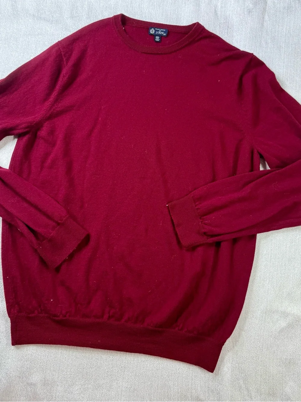 J. Crew 100% Wool Men's Crewneck Sweater in Burgundy Size XL